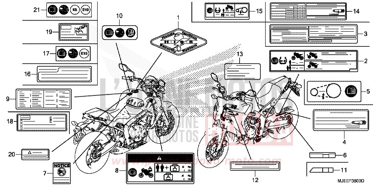 WARNETIKETT von CB650F PEARL SPENCER BLUE (PB308) von 2017