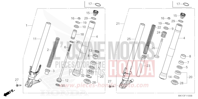 GABEL, VORNE von CB650R MAT GUNPOWDER BLACK METALLIC (NH436) von 2021