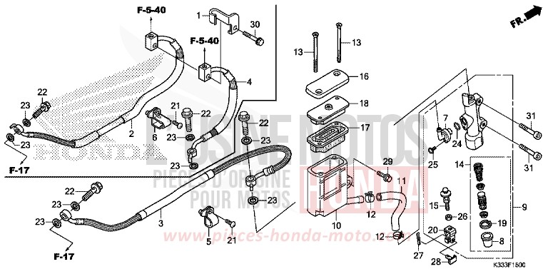 REAR BRAKE MASTER CYLINDER von CBR300R MAT GUNPOWDER BLACK METALLIC (NH436) von 2015