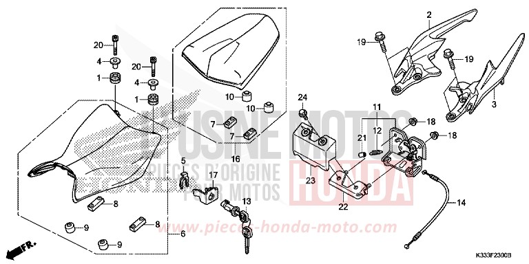 SITZ von CBR300R MAT GUNPOWDER BLACK METALLIC (NH436) von 2015