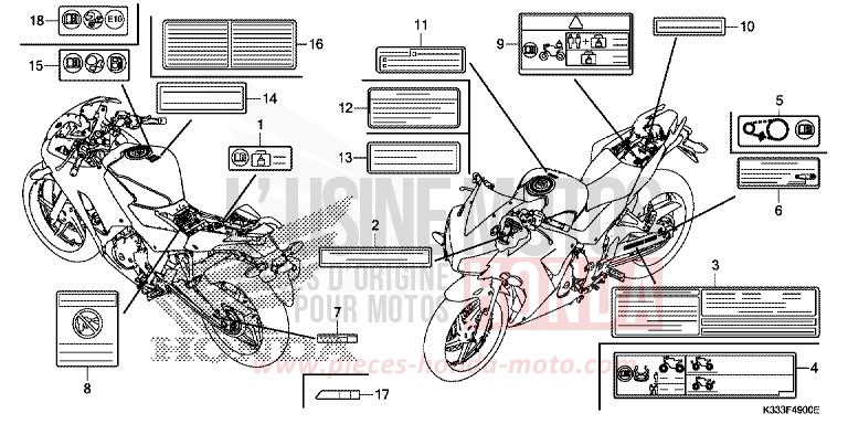 WARNETIKETT von CBR300R MAT GUNPOWDER BLACK METALLIC (NH436) von 2015