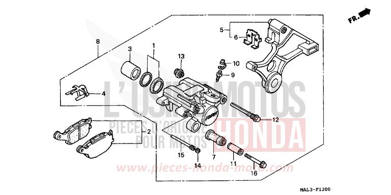 HINTERRAD-BREMSSATTEL von CBR600F SPARKLING RED (R127A) von 1997