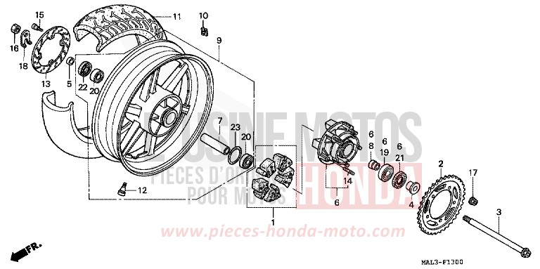 HINTERRAD von CBR600F SPARKLING RED (R127A) von 1997