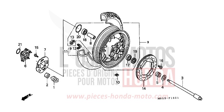 HINTERRAD (GL1500L/AM/SEM/AN/SEN) von GL1800 YR149N (YR149N) von 1991