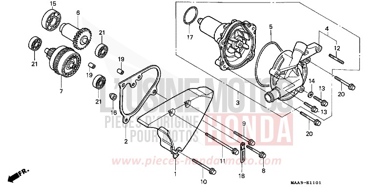 WASSERPUMPE (VT1100CV/CW/C2) von Shadow REARL SEDONA RED (R223U) von 1998