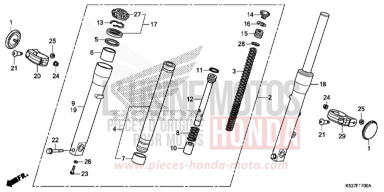 GABEL, VORNE von SH300A PEARL SPLENDOR RED (R369) von 2017