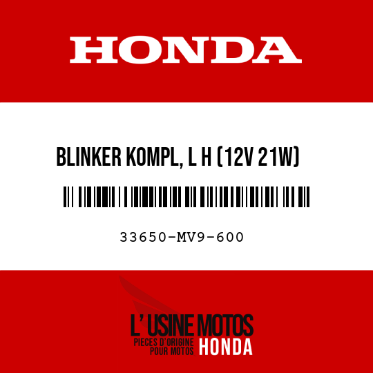 image de 33650-MV9-600 BLINKER KOMPL, L H (12V 21W)