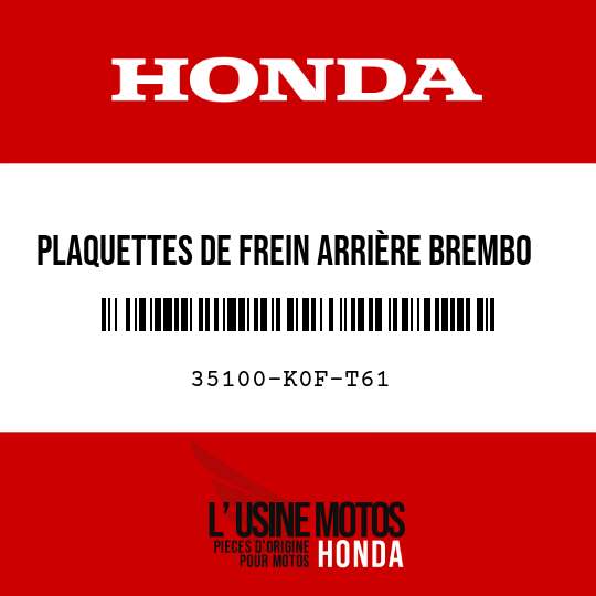 image de 35100-K0F-T61 Plaquettes de frein arrière Brembo 07HO31SP