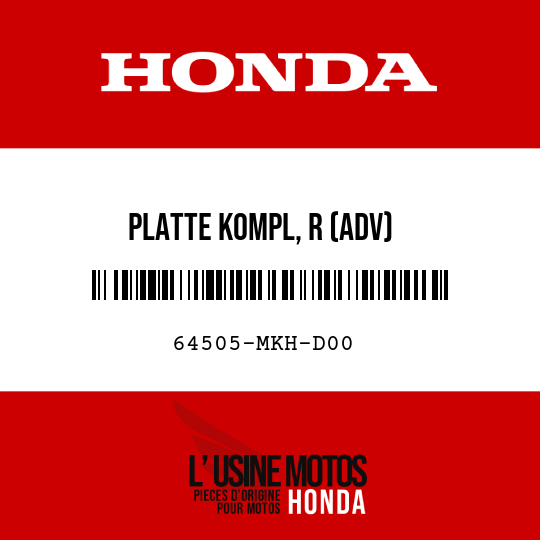 image de 64505-MKH-D00 PLATTE KOMPL, R (ADV)