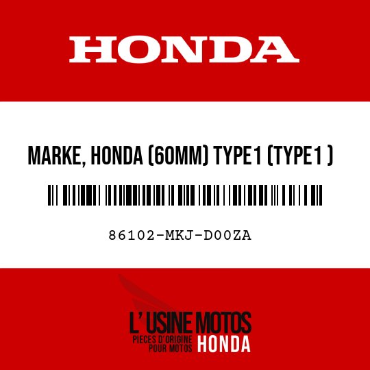 image de 86102-MKJ-D00ZA MARKE, HONDA (60MM) TYPE1 (TYPE1 )