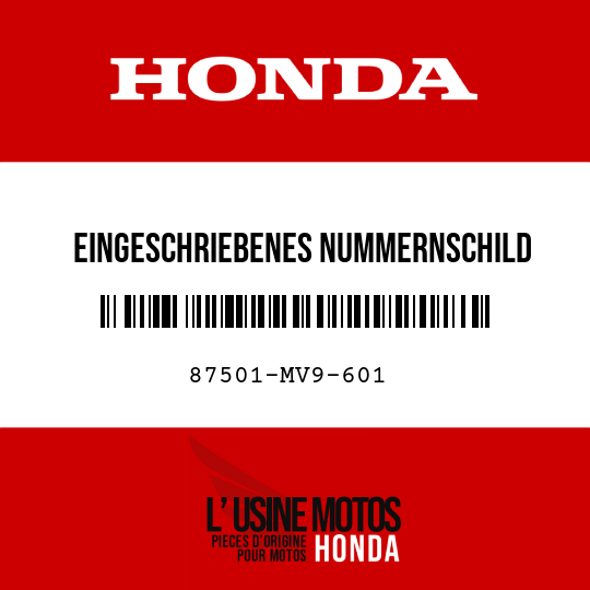 image de 87501-MV9-601 EINGESCHRIEBENES NUMMERNSCHILD