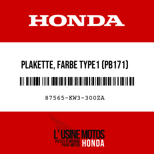 image de 87565-KW3-300ZA PLAKETTE, FARBE TYPE1 (PB171)