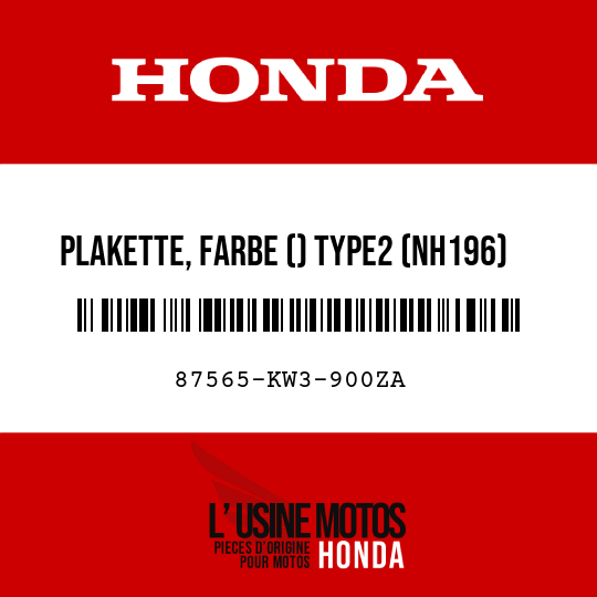 image de 87565-KW3-900ZA PLAKETTE, FARBE () TYPE2 (NH196)